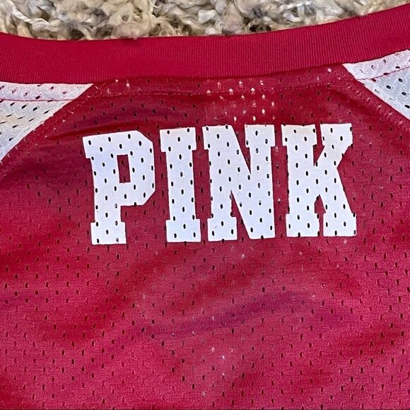PINK Victorias Secret x 5th & Ocean USC Trojan Red Jersey W/ Gold Sequins Sz XS - Picture 5 of 7